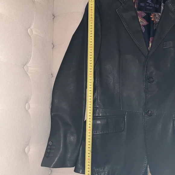 Men's Etro bottle green leather jacket - Small / Medium48 / 50